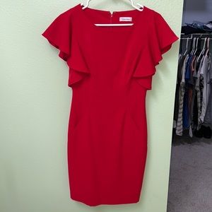 Calvin Klein womens mini dress with pockets, size 2, Red